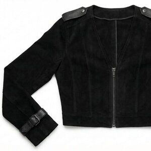 Bebe Convertible Leather & Suede Mixed Media Jacket - Black - Size M